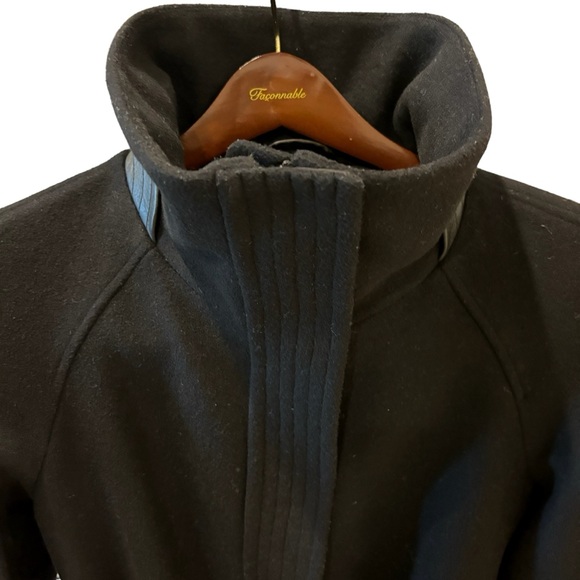 Mackage Black Wool Zipped Jacket with Leather Trim & belt, Size S/P Barely worn - Picture 9 of 10